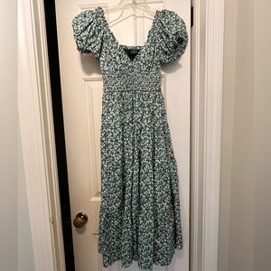 Green floral print maxi-dress